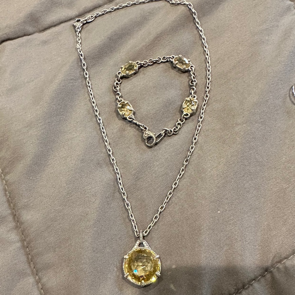 Judith ripka necklace and 2 bracelets and matching earrings